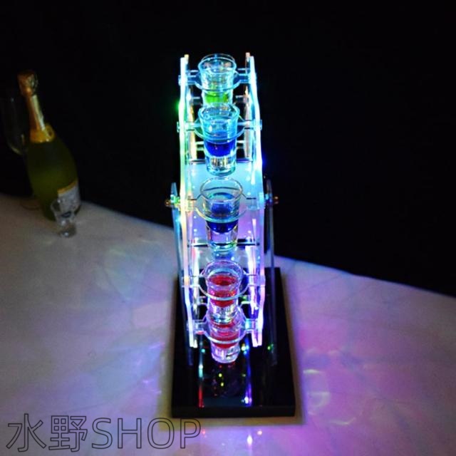 ルーレット付 LED酒グラス棚 居酒屋 テキーラ LED酒グラス棚 酒カップ