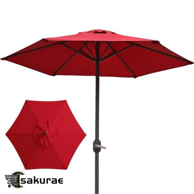 ガーデンパラソル/パラソル 赤 コーヒーテーブル用の防雨ガーデンパティオ傘パラソル、 外の裏庭の芝生のバルコニーのための携帯用ラウンドマーケット傘、2m