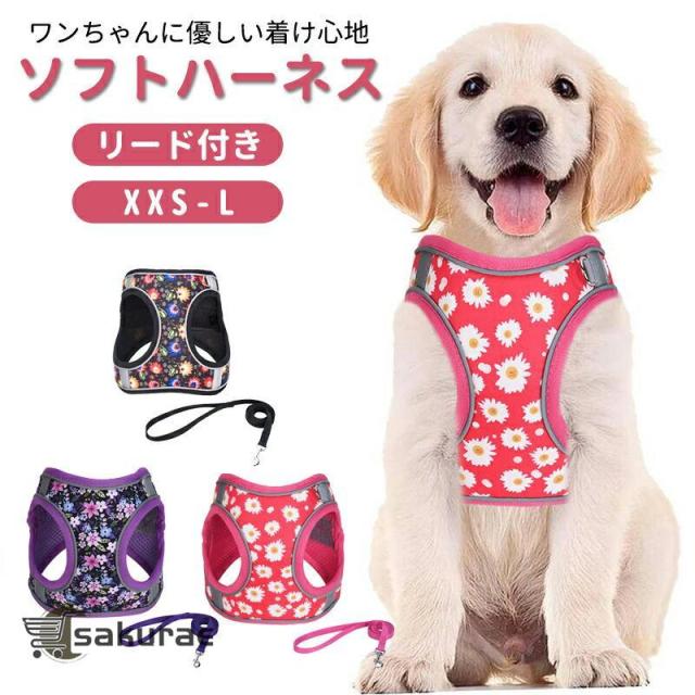ハーネス リード 胴輪 犬用ハーネス 猫用ハーネス 犬猫兼用 ねこ ネコ キャット 小型犬 猫 猫用 ソフト胸あてリード付き 抜けない ソフトハーネス 通気性超軽量