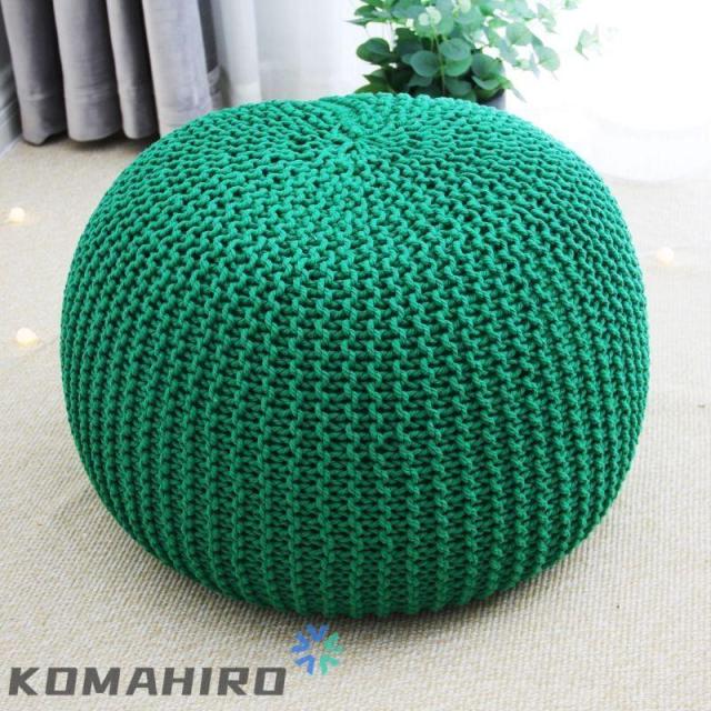 プフ クッションスツール ブルー ニットラウンド1人掛け オットマン