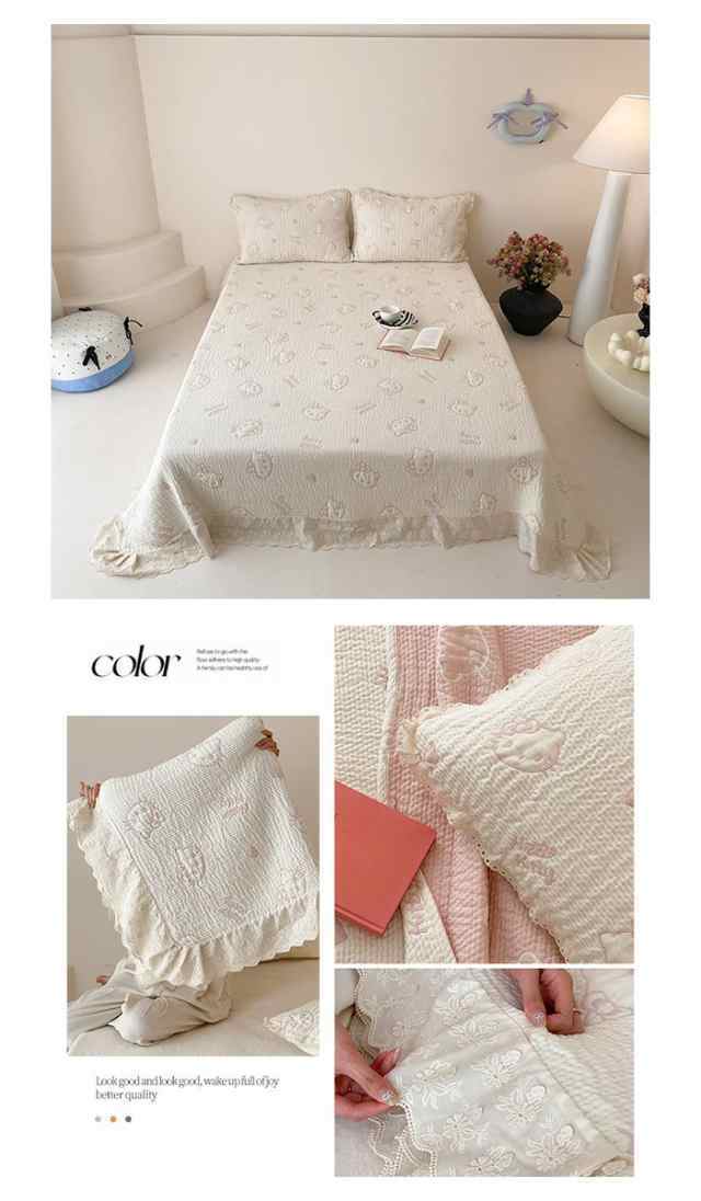 ベッドスプレッド ベッドカバー キルト キルティング 綿 3点セット