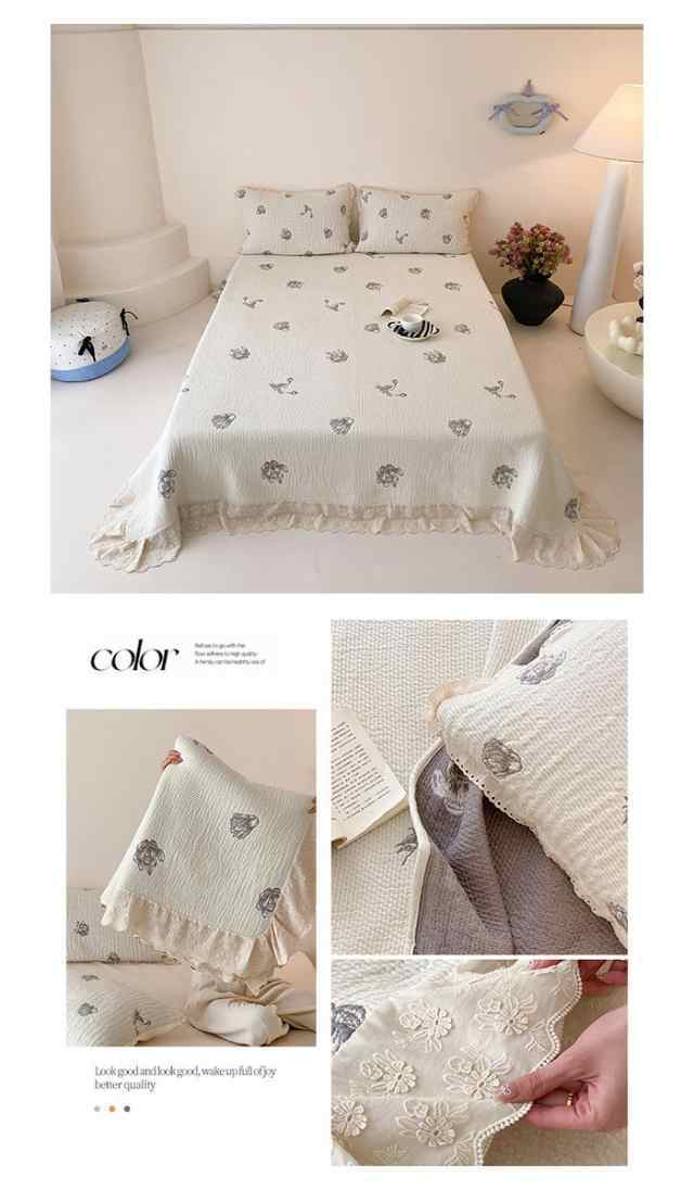 ベッドスプレッド ベッドカバー キルト キルティング 綿 3点セット