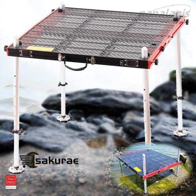 釣り台 アルミ合金大型釣台 ヘラ釣り台 釣魚台 高さ調節 足場台 折りたたみ アルミ長台 中空 多機能深水アルミニウム合金釣りプラットフォーム 釣台 折りたたみ