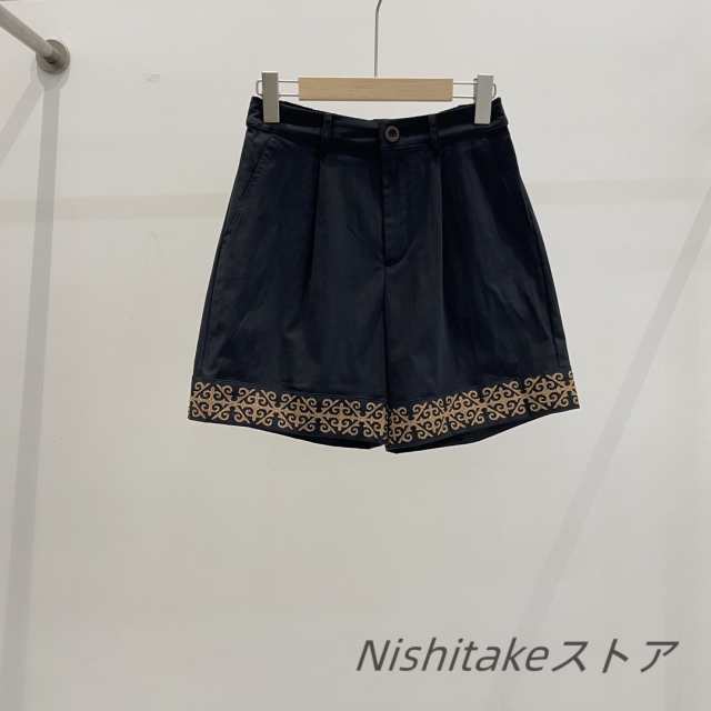 レディース夏ファッション 民族風刺繍デザイン Aライン ハイウエスト ゆったりワイドパンツ スリムシルエット カジュアル 弾性ウエスト 快適ショーツ 夏のレディースファッション 民族風刺繍デザイン Aライン ハイウエスト