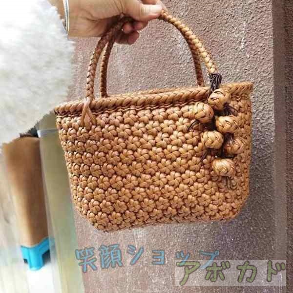 山葡萄 かごバッグ 浴衣バッグ 中 横長 巾着内袋 六角花編み 浴衣 かごバッグ かご バッグ カゴ バッグ 籠 レディース トートバッグ コンパクト