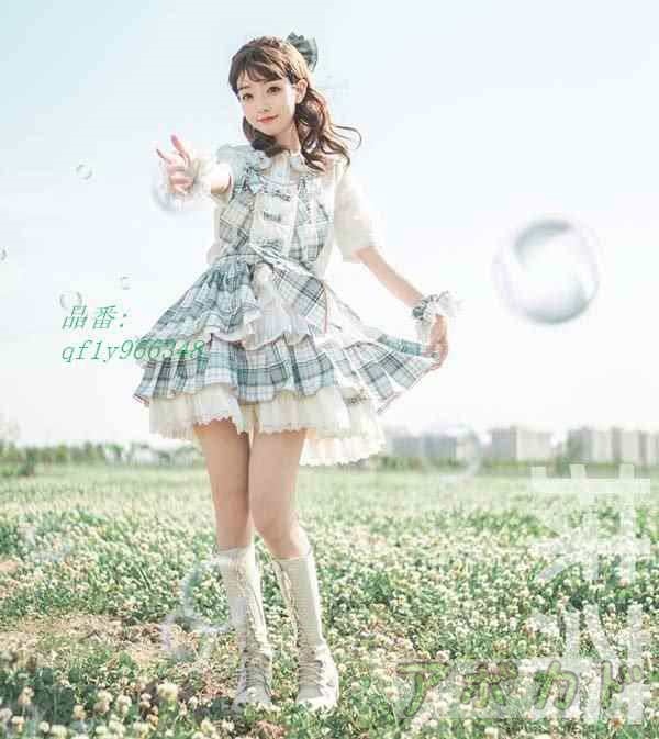 ジャンパースカート レディース ロリータワンピース チェック柄