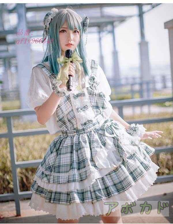 ジャンパースカート レディース ロリータワンピース チェック柄 スカート かわいい ファッション 髪飾り ブラウス追加可 大きいサイズ ジャンパースカート レディース ロリータワンピース チェック柄