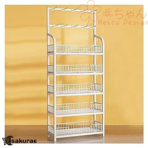 スーパーの棚 スーパーマーケットの陳列棚 4/5層 収納ラック スーパーマーケットの棚キャビネット 面取り口バスケットディスプレイスタンド 多機能フレーム キッ