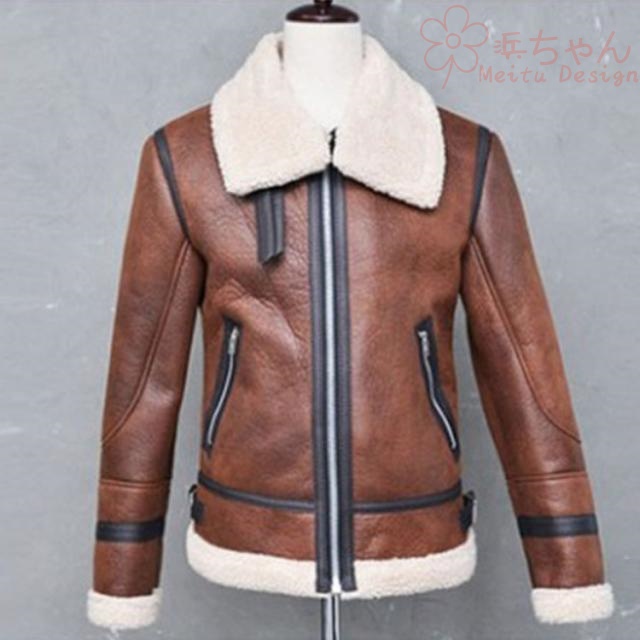 裏起毛 革 リューグーレザーズ メンズ ムートンジャケット ライダース