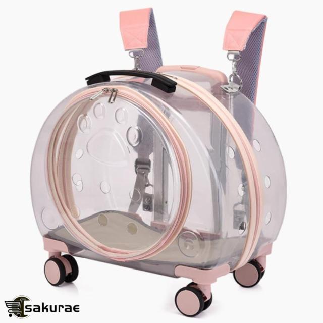 ペットキャリーバッグ キャスター付き 猫 キャリーバッグ 透明 犬キャリーバッグ ペットキャリー リュック 小型犬 中型犬 キャリーカート 軽量 通気性 犬 キャリ