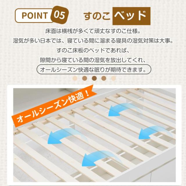 システムベッド デスク付 収納棚 大容量収納 S 引き出し付き 4ポート充電ステーション付き ロータイプベッド ロフトベッド 収納 子供ベッド パイプ 学習机_13