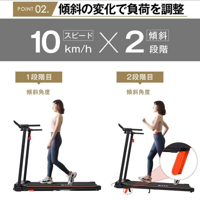 モデル 電動ランニングマシン MAX10km/h ルームランナー BTM フィットネスマシーン ダイエット器具 有酸素運動 静音 薄型