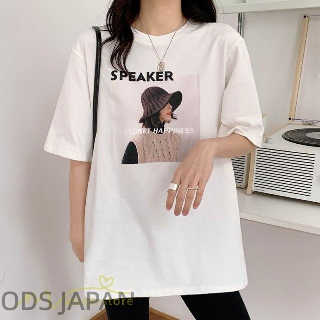 tシャツ Tシャツ レディース 着痩せ 丸首 トップス プリント 着回し 夏コーデ 2021 新作 お出かけ 半袖 おしゃれ ワイドTシャツ ゆったり アウトドア 女性着 夏