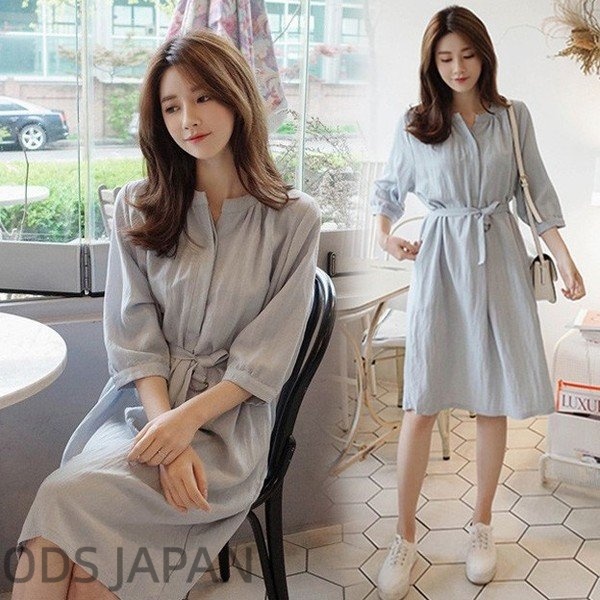 ワンピース レディース 40代 春夏 膝丈ワンピース きれいめ 無地 七分袖 膝丈ワンピース ロング 通勤 OL 着痩せ オシャレ 上品 新作