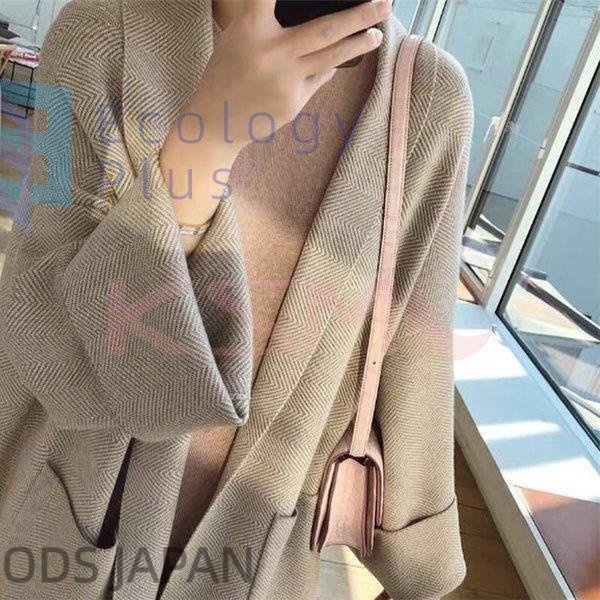 ラシャコート レディース ダブルブレスト ベルト付き ラシャジャケット ロング丈コート 秋冬 カジュアル スプリングコート トレンチコート 着痩せ アウター