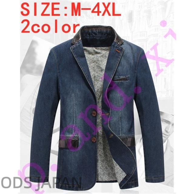 デニムジャケット デニムテーラード メンズ ブレザー ２ボタン カジュアル 紳士服 スーツネックメンズ ビッグシルエット  プリント Gジャン ヴィンテージ加工