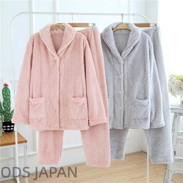 パジャマ ルームウェア もこもこ レディース 冬 長袖 前開けパジャマ