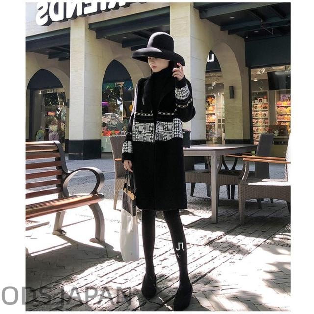 チェスターコート レディース 千鳥格子コート ロングコート ラシャ