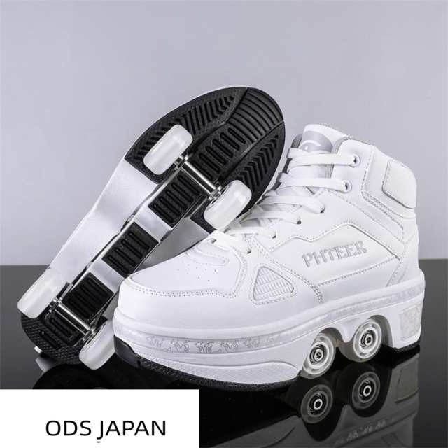 ローラーシューズ ローラースケート キッズ 大人 ローラーシューズ 子供 メンズ レディース 靴 22.0cm? 26.5cm 2way 女の子 男の子 ニーカー 通気性 ローラースケート ローラースニーカー 学生 カコイイ 送料無料 黒 白 ブラック ホワイト パープル