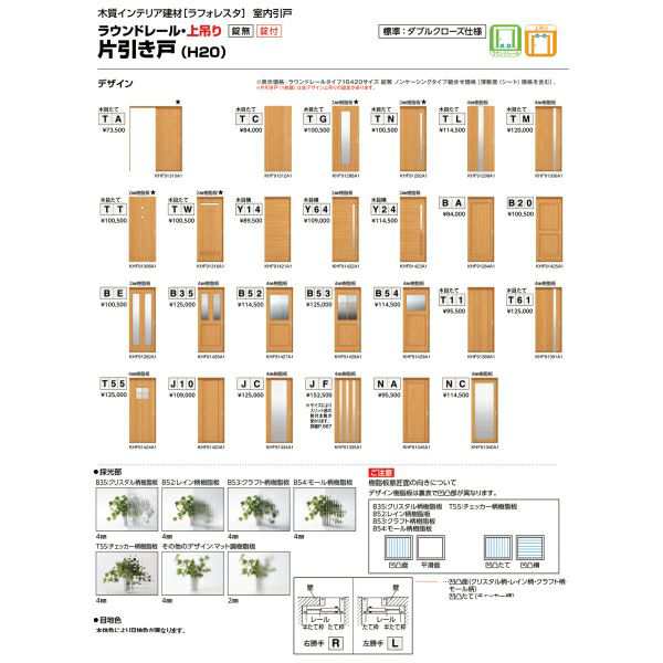 現品限り一斉値下げ！】 室内引戸 引違い戸 ２枚建 上吊り ノンケーシング 引戸 YKKap ラフォレスタ laforesta TAデザイン 錠無 ykk  建具 板戸 障子 リフォーム DIY