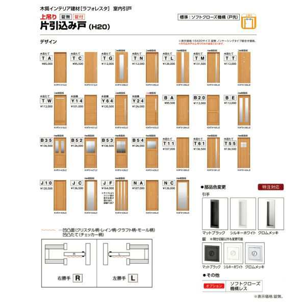 室内引戸 片引込み戸 上吊り ケーシング枠 ケーシングセット 引戸 YKKap ラフォレスタ laforesta B20デザイン 錠無 錠付 ykk 建具 板戸 障子 リフォーム DIY - 4