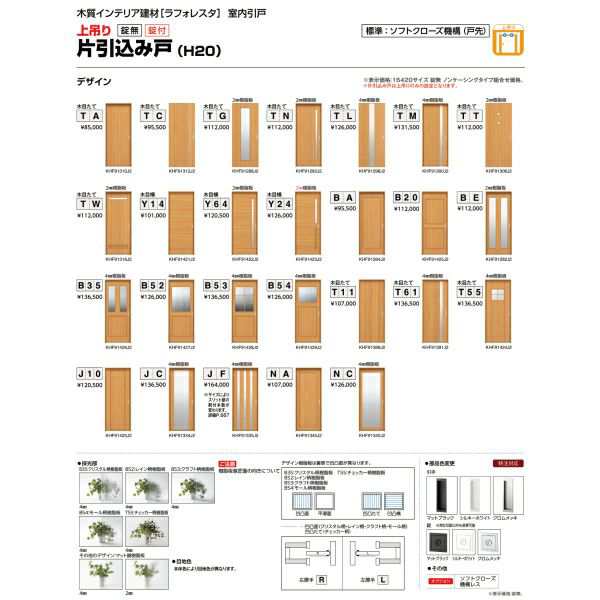 室内引戸 片引き戸 上吊り ノンケーシング 引戸 YKKap ラフォレスタ laforesta BAデザイン 錠無 錠付 ykk 建具 板戸 障子 リフォーム DIY - 1