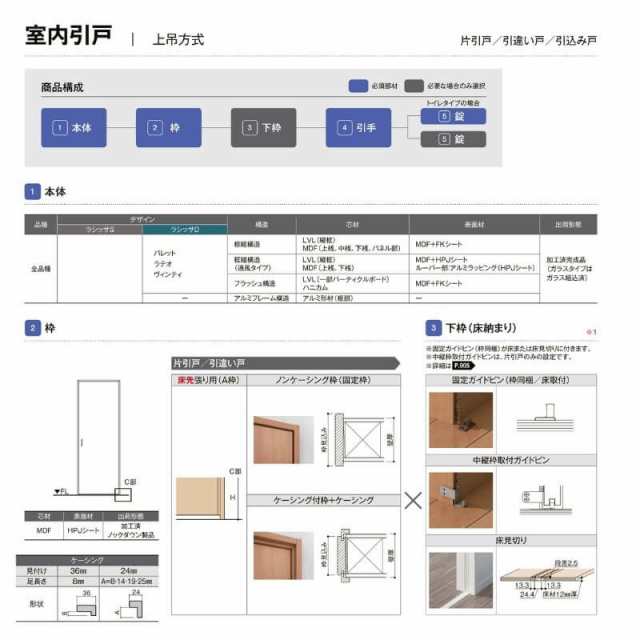 オーダーサイズ リクシル ラシッサＳ 室内引戸 上吊方式 片引戸標準