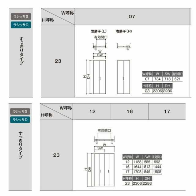 オーダーサイズ 】リクシル ラシッサS クローゼットドア 2枚折れ戸