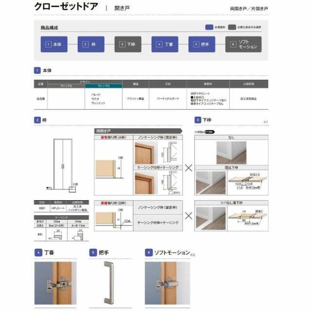 オーダーサイズ リクシル ラシッサS クローゼットドア 両開き戸 LAA