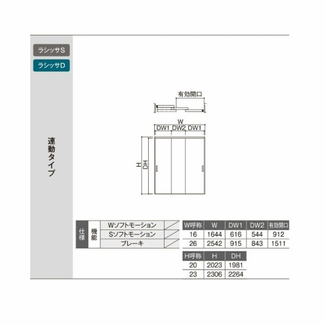 オーダーサイズ リクシル ラシッサS クローゼットドア 引戸 連動タイプ LAA ノンケーシング枠 W1258〜1644?o×H1242〜2023?o  押入れ 棚 ｜au PAY マーケット