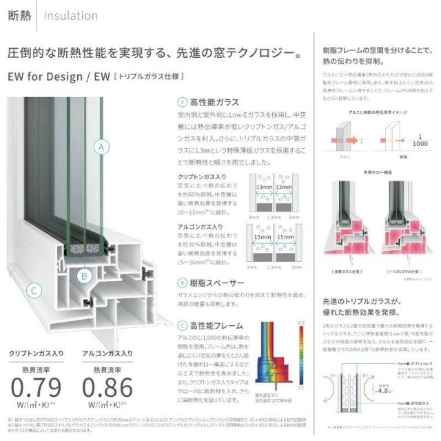 引き違い窓 18309 EW for Design (TG) W1870×H970mm 樹脂サッシ 窓 アングル付 クリプトンガス ピュアホワイト トリプルガラス 2枚建 引の通販は