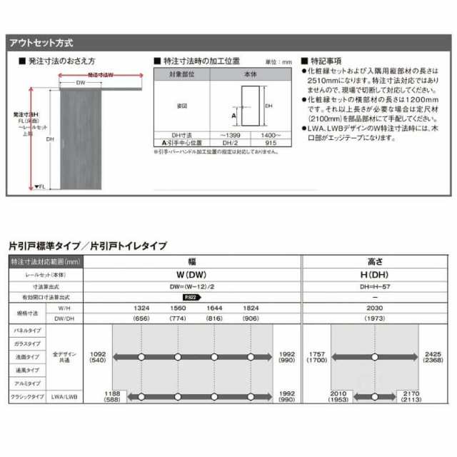 オーダーサイズ 】リクシル ラシッサD パレット 室内引戸 アウトセット方式 片引戸 トイレタイプ APAL-LAA  Ｗ1092〜1992?o×Ｈ1757〜24の通販はau PAY マーケット リフォームおたすけDIY au PAY マーケット－通販サイト