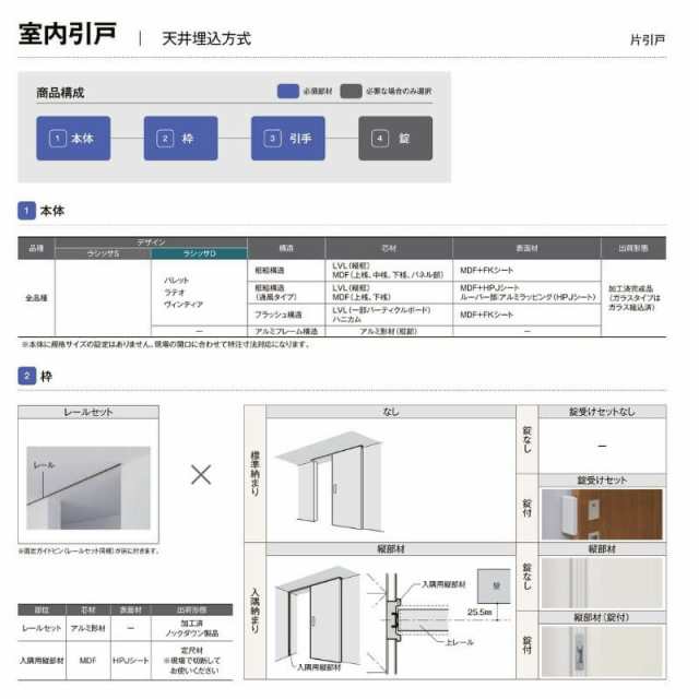 オーダーサイズ 】リクシル ラシッサD パレット 室内引戸 天井埋込方式