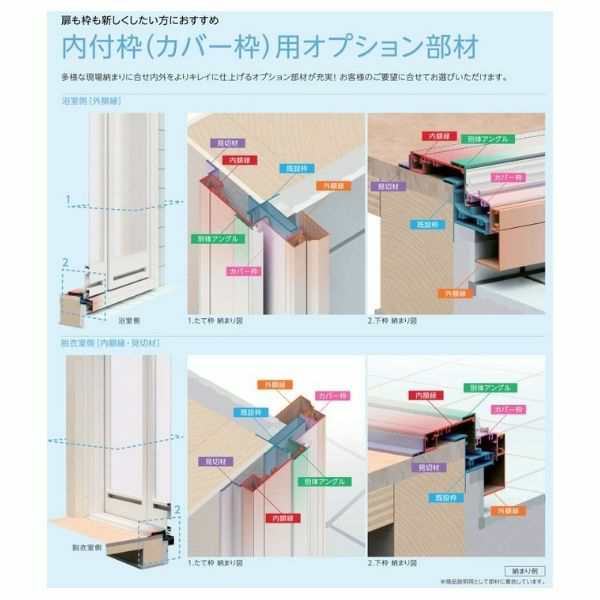 かんたんドアリモ 浴室ドアYKK取り替え用2枚折れ戸　2枚折れ戸　アタッチメント枠工法下枠排水対応三方枠　本体・リフォーム枠　 - 8