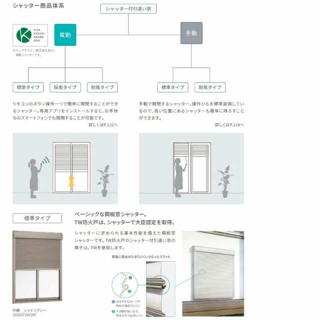 手動シャッター付引き違い窓 11913 TW (TG) W1235×H1370mm トリプル