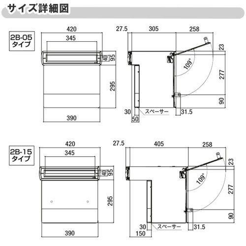 エクスポスト口金タイプ N-1型 埋込型 前入れ・後取り出し仕様 LIXIL