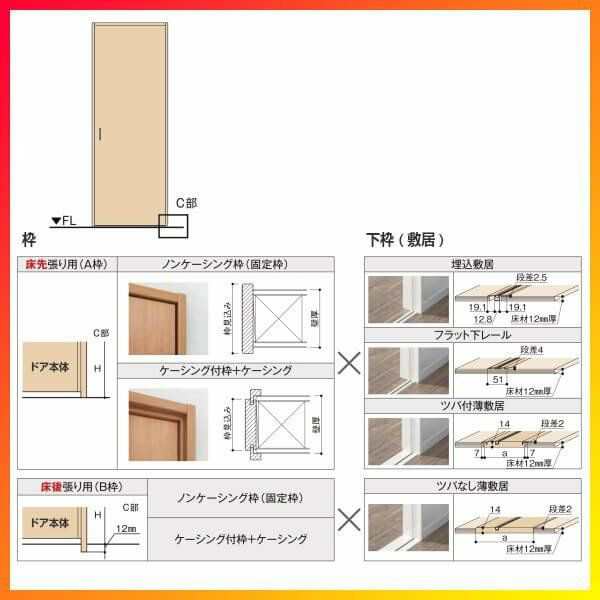 室内引戸 片引き戸 標準タイプ Vレール方式 ラシッサS ガラスタイプ