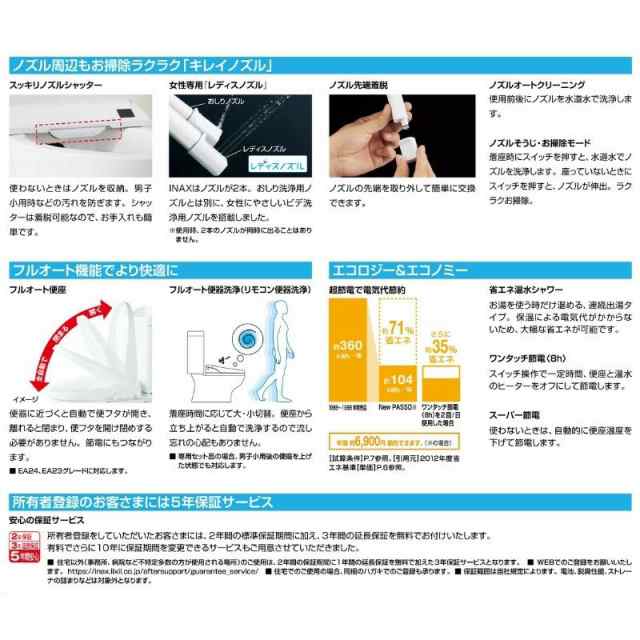 温水洗浄便座 CW-EA22QB New PASSO 平付・隅付タンク式便器用INAX