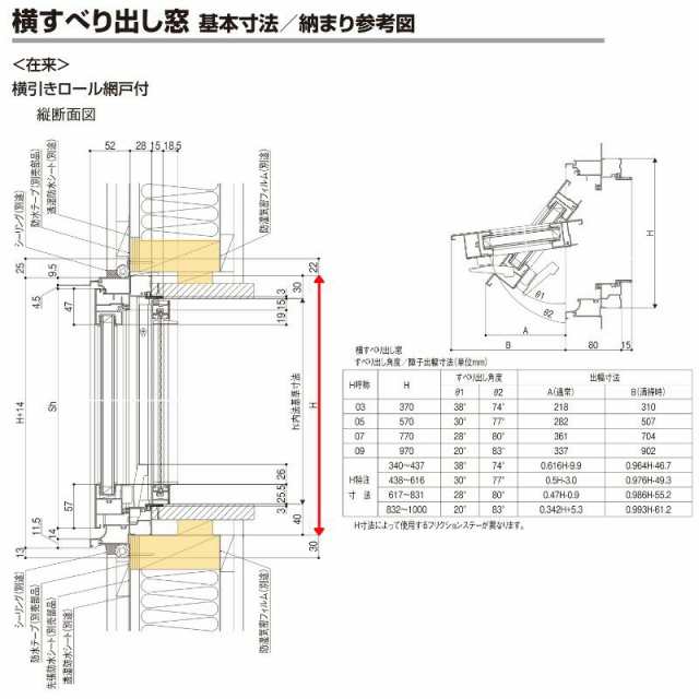 25％OFF 横すべり出し窓 半外付 03603 セレクトサッシＳＧ W405×H370