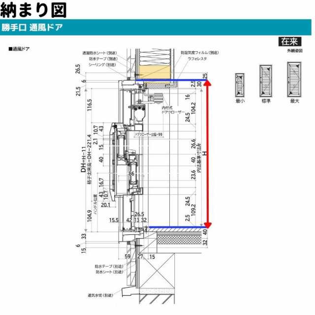 勝手口 通風ドア 半外付 06918 エピソード２ ＮＥＯ W730×H1830 mm