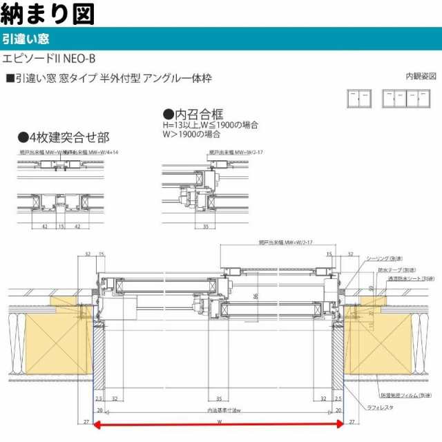 大阪通販アルミサッシ YKK フレミング 内付 引違い窓 W1900×H570 （18605）複層 窓、サッシ