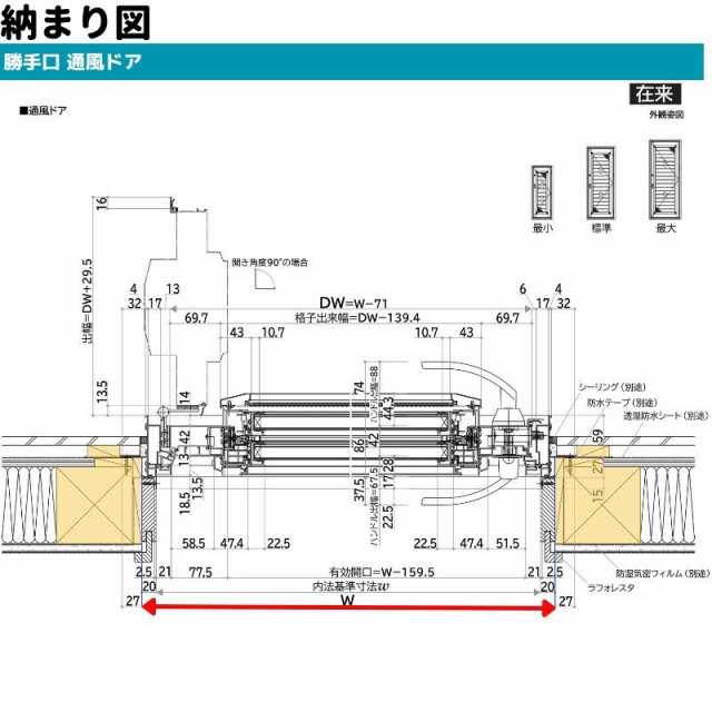 勝手口 通風ドア 半外付 06018 エピソードII ＮＥＯ−Ｒ W640×H1830 mm