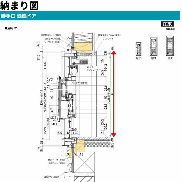 勝手口 通風ドア 半外付 06918 エピソードII ＮＥＯ−Ｒ W730×H1830 mm