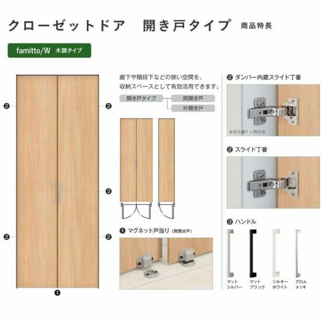 YKKap クローゼットドア ファミット スリム枠 famitto/W 木調 TA 両開き戸 08220 W823×H2030mm YKK  建具 室内ドア クローゼット 交の通販はau PAY マーケット リフォームおたすけDIY au PAY マーケット－通販サイト