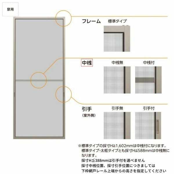 リフォーム網戸 1枚あたり採寸W791-1050×採寸H189-968mm 引違い網戸