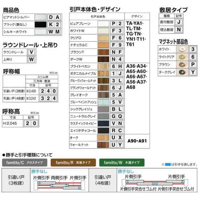 YKKap 室内引戸 ファミット スリム枠 famitto/W 木調 A34 引違い戸(3枚