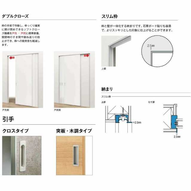 YKKap 室内引戸 ファミット スリム枠 famitto W  木調 A60 引違い戸(4枚建) 32420 W3242×H2045mm ラウンドレール YKK 室内 建具 リフォーム DIY - 6