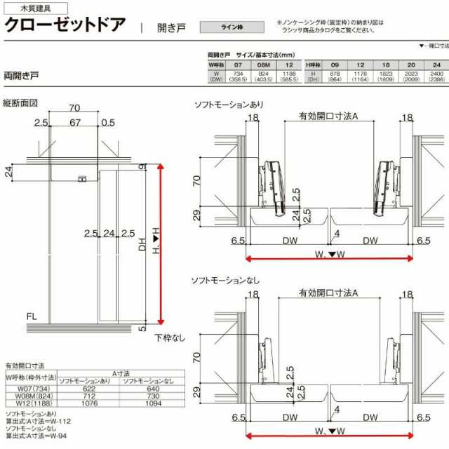 クローゼットドア 開き戸 両開き戸 ライン枠 RAD 手掛け ラフィス 0709/0809 リクシル LIXIL Raffis 建具