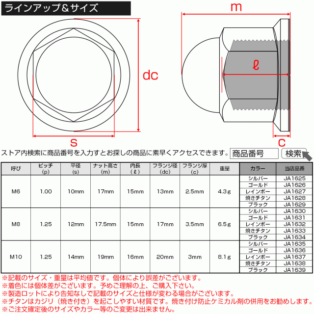 チタンナット 袋ナット M6 P1.0 フランジ付 ドームナット ブラック JA1629の通販はau PAY マーケット オートパーツ専門店  EALE au PAY マーケット－通販サイト