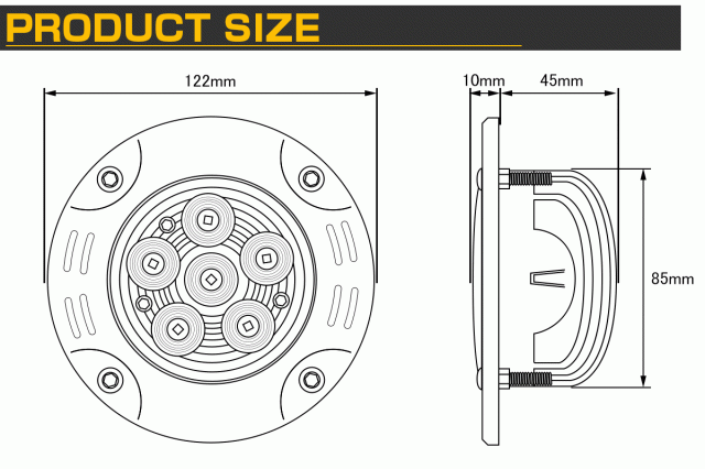 LED ワークライト 作業灯 埋め込み型 18W 丸型 フォグランプ バック